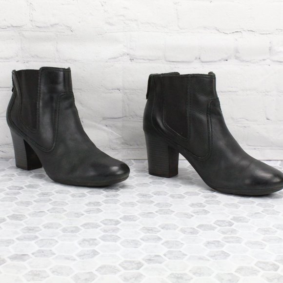 Shoes - Clarks Women's Leather Heel Ankle Boots Size 10 M